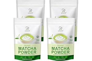 Soeos Organic Matcha Powder,2oz(57g),Pack of 4,Total 8oz(228g)–suitable for baking and beverages.