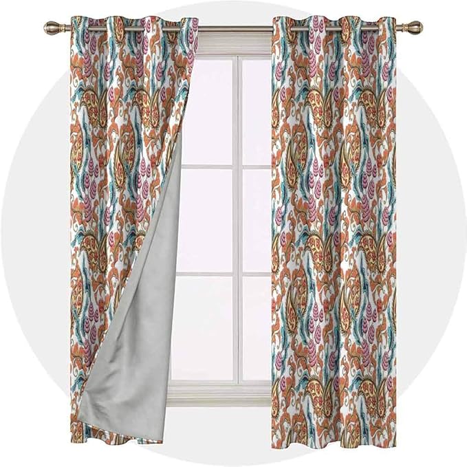 YUAZHOQI Print Blackout Curtains 63 Inches Long Insulating Room