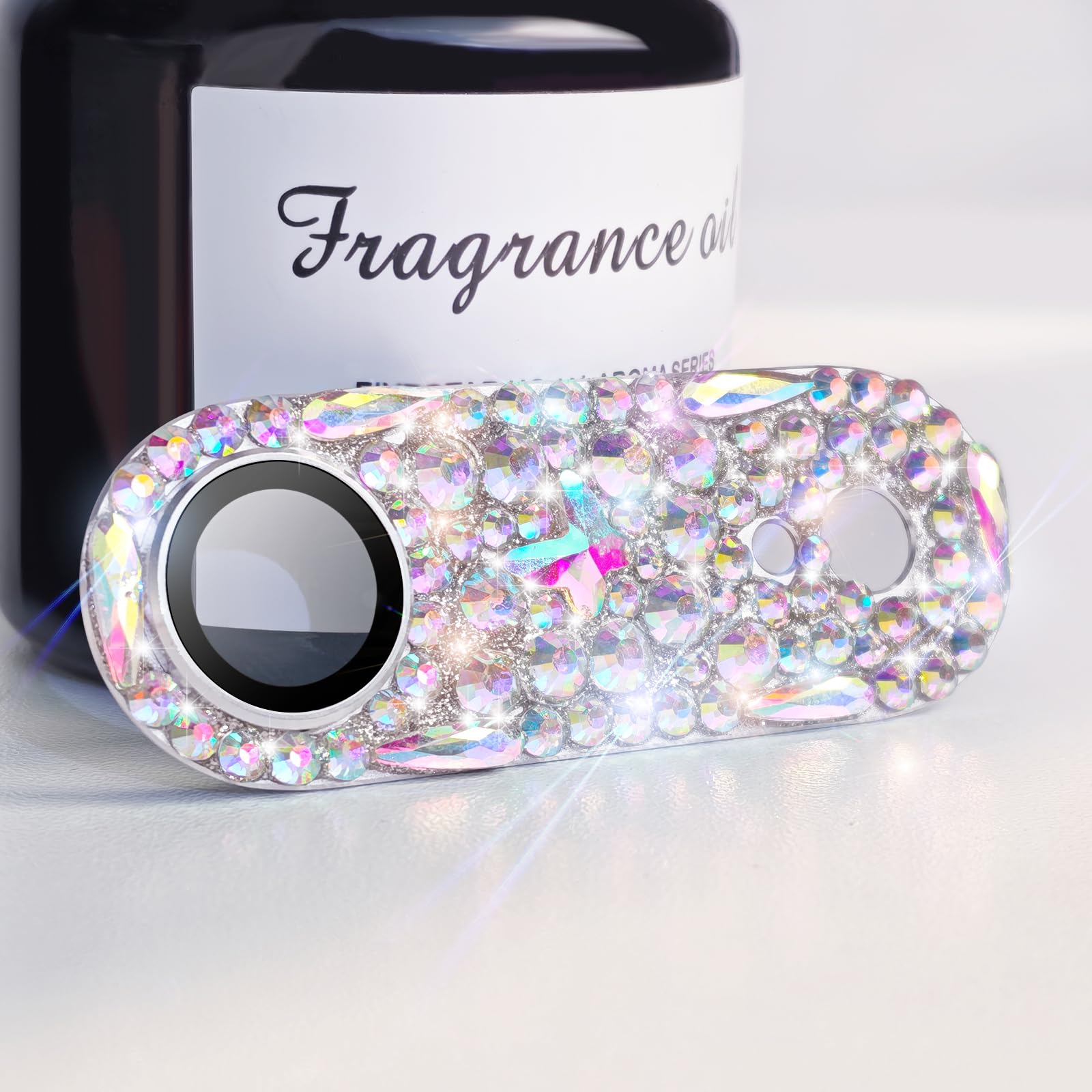 Cavdycidy Bling Diamond Camera Lens Protector Compatible with iPhone 17 Air, Metal Glitter Gem Camera Cover，9H Tempered Glass lens full Screen Sparkle Rhinestone Protector