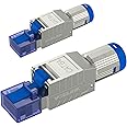 VCELINK RJ45 Cat6A Connectors Tool-Free, Zinc Alloy Shielded Ethernet Termination Plugs for 23AWG SFTP Cables, 10Gbps Easy Internet Plug, Fast Field Installation 2-Pack