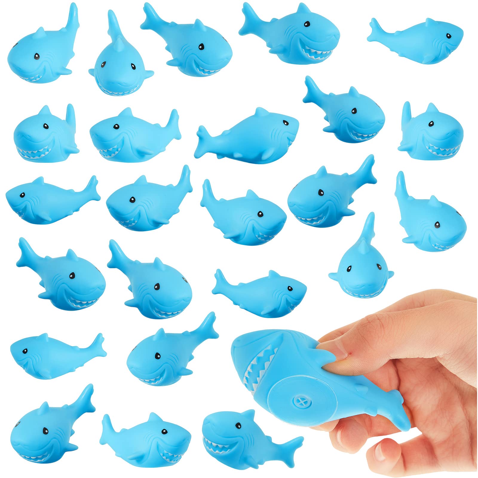 Photo 1 of Deekin 50 Pcs Rubber Sharks Toys for Kids Mini Floating Rubber Sharks Cute Bathtub Toys for Shower Classroom Carnival Cake Decoration Birthday Pool Party Favors