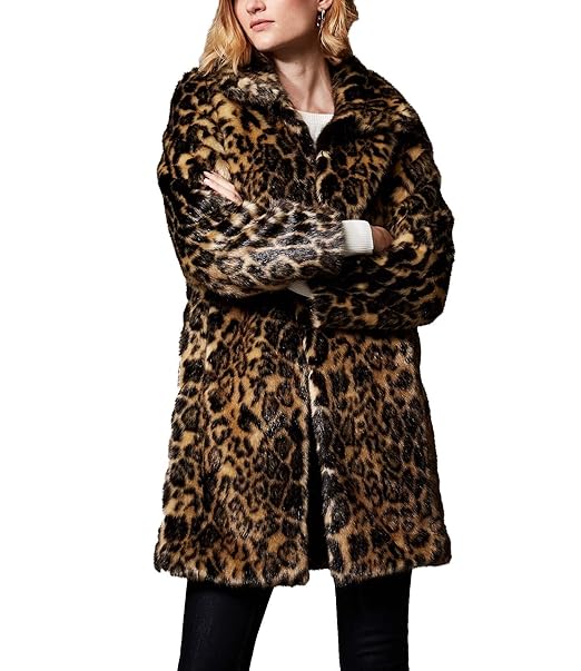 Modern, sophisticated and versatile leopard print coat modacrylic polyester