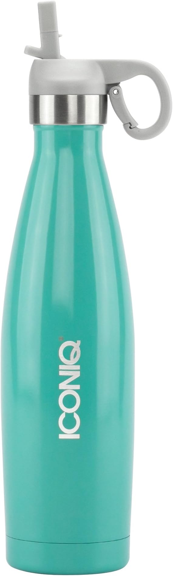 ICONIQ Stainless Steel Vacuum Insulated Water Bottle Includes Bonus Pop Up Straw Cap, 17 Ounce