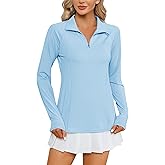 LOMON Women Long Sleeve Shirts Sun Protection 1/4 Zip Summer Quick Dry Hiking Shirts Quarter Zip Pullover for Women