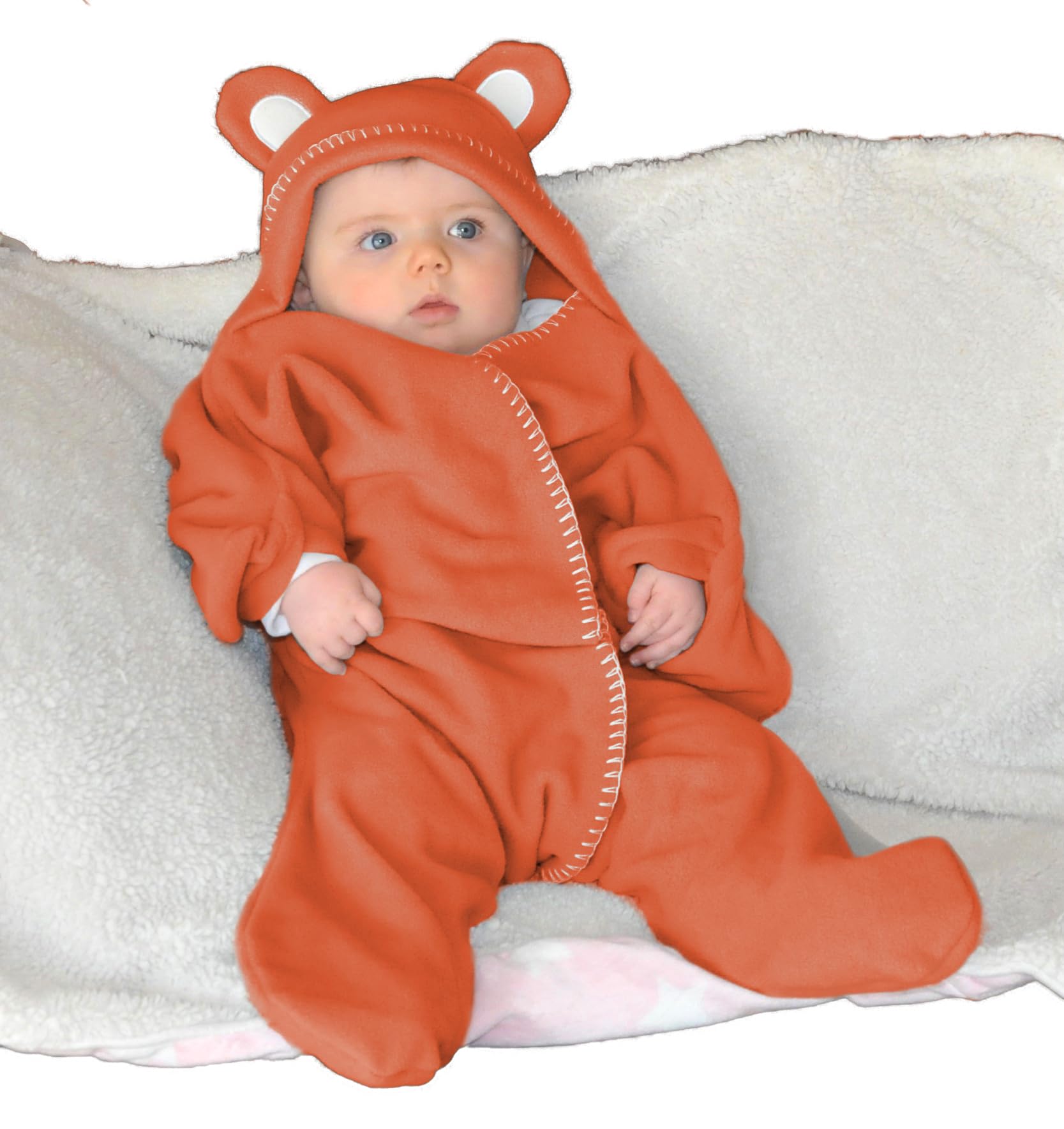 Baby Wrap blanket in Luxury Gift Box by BABY BLISS Star Wrap Fleece for Newborns Infants and Toddlers 2 – 12 Month’s Boy Girl Super Soft Great for Travel Strollers and Car Seats (Pumpkin) — image 1