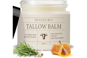 FRANDORA Beef Tallow and Honey Balm for Skin, All-Natural Moisturizer, Hydrating Tallow Balm with Raw Honey and Beeswax, Grass-Fed Beef Tallow & Raw Wild Honey Blend