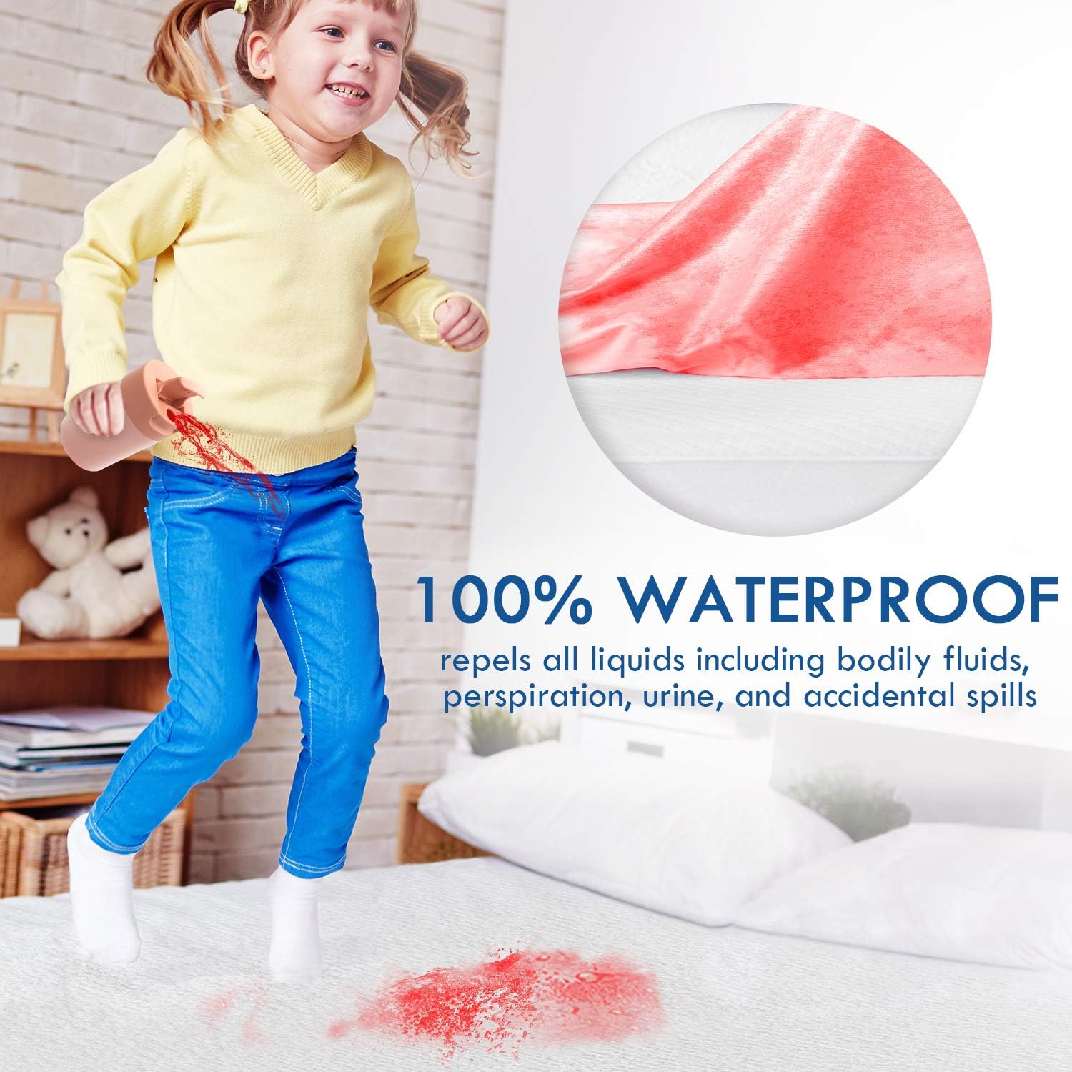 ZAMAT Premium 100% Waterproof Mattress Protector, Breathable & Noiseless Mattress Pad Cover, Fitted 14"-18" Deep, Vinyl Free, Hypoallergenic | Dust Proof | Smooth Soft Cotton Terry Covers (Twin): Home & Kitchen