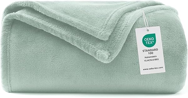 WAVVE Kuscheldecke Flauschig Decke Fleecedecke - Sofadecke 150x200 cm Warm Wohndecke Couchdecke, Salbei-Grün Decke Weich Sofaüberwurf XL