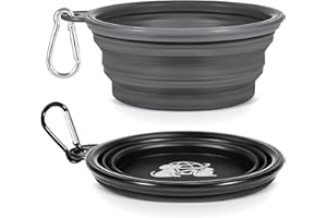 Tailtastic Portable Dog Bowls 2 Pack - Collapsible Silicone Travel Dog Bowls for Small, Medium & Large Dogs, Foldable Outdoor Bowl with Clip, Lightweight for Hiking Camping Backpacking（Small）
