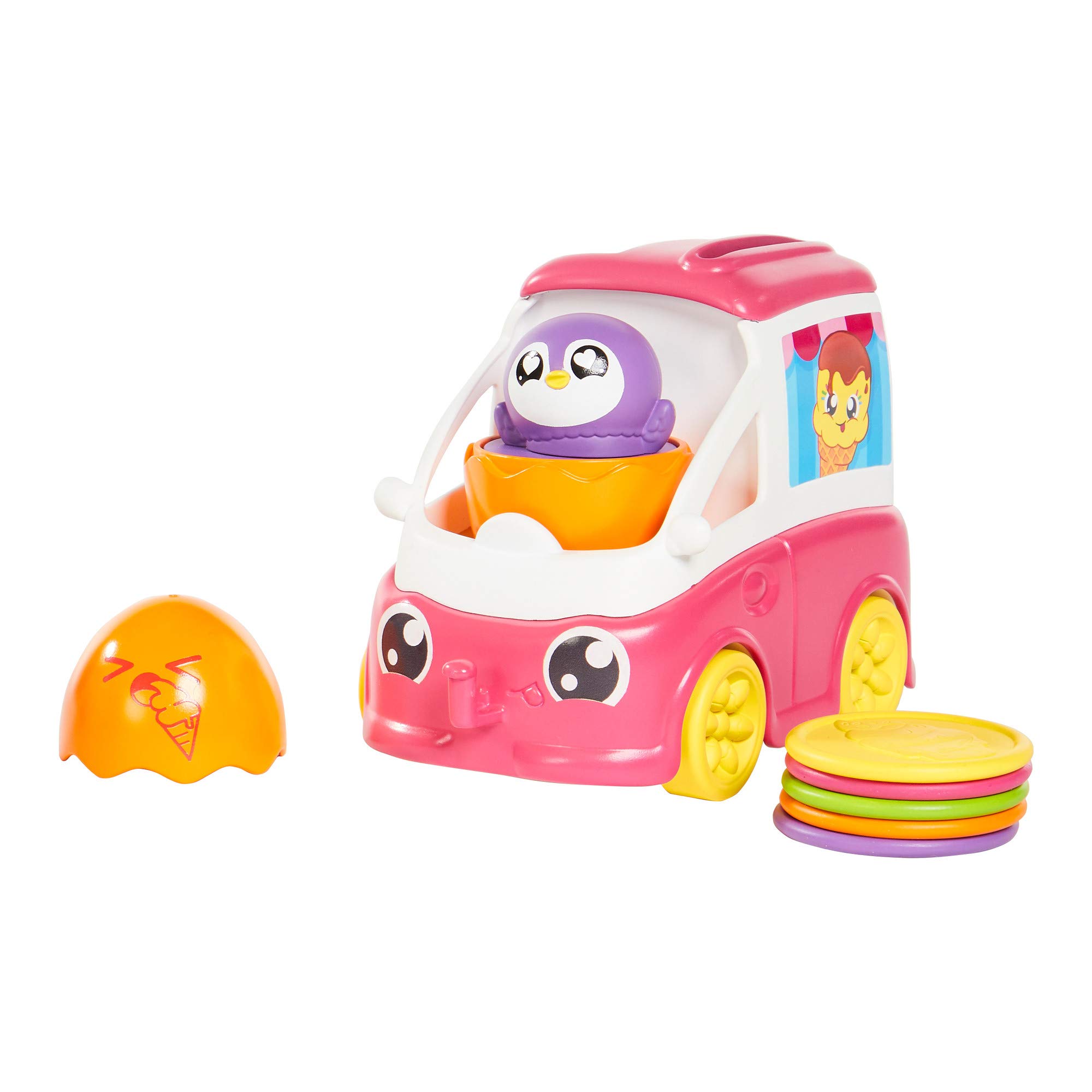 Toomies TOMY Hide and Squeak Fill and Pop Ice Cream Van Baby Toy, Baby Push Along Toy, Learning Toy for Babies, Musical Toys with Colours and Sounds, Baby Boys and Girls Aged 1, 2,3 Years Old, E73096