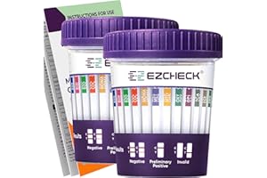 [2 Test Cups] 14-Panel EZCHECK® Multi-Drug Urine Test Cup – at-Home Instant Testing for 14 Substances - Fast Result in 5 mins