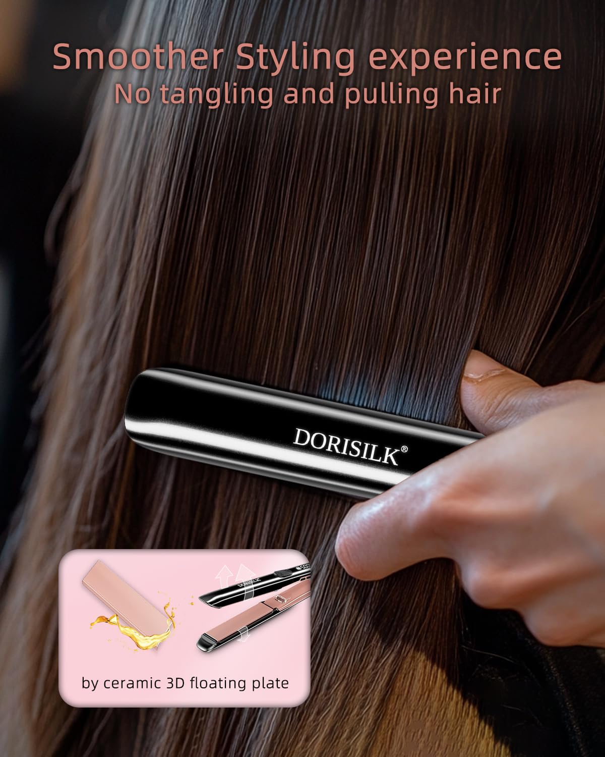 DORISILK 500 Degree High Temp Professional Hair Straightener，30s Fast Heating Ceramic Flat Iron ，2 in 1 Hair Straightener and Curler，Plasma Flat Iron Get Frizz-Free ，Dual Voltage for Travel Using