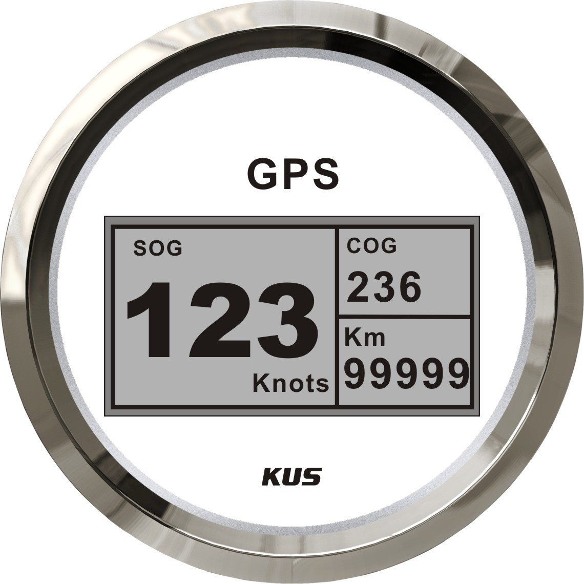 KUS Waterproof Digital GPS Speedometer Odometer Gauge With Backlight For Vessel Boat Yacht 85mm 9-32V (White)