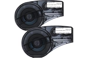 SIKOT Compatible Label Tape Replacememt for M21-375-595-WT-Work with BMP21-PLUS/LAB Black on White 3/8" High Adhesion Vinyl-21' Length-0.375" Width-2 Pack