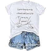 Zoemghc Christian Shirts for Women Jesus Faith Shirt Bible Verse T Shirt if You're Hanging on by a Thread God Religious Tees