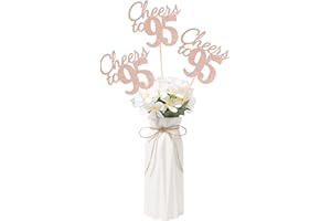 Gexolenu Cheers to 95, 10 Pack Double-Sided Rose Gold Glitter 95th Birthday Centerpieces for Tables, Number 95 Birthday Table Toppers Party Centerpiece Sticks Party Supplies