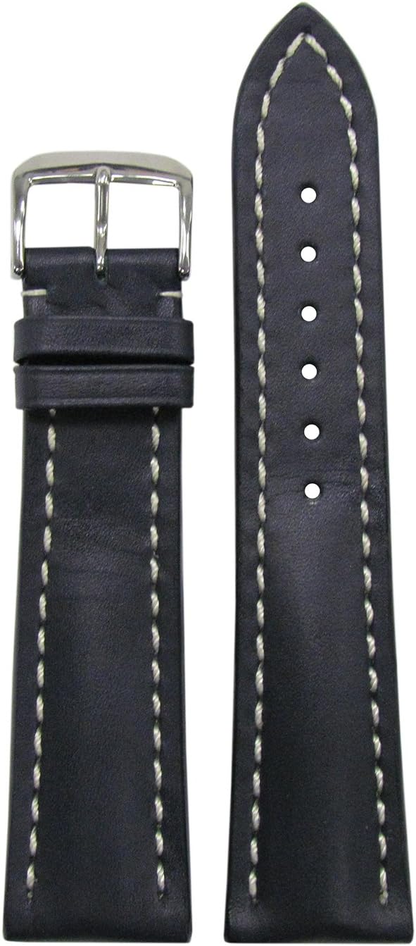 20mm RIOS1931 for Panatime Navy Genuine Soft Calf Leather Breitling Style Watch Strap with White Stitching 115/83 20/18