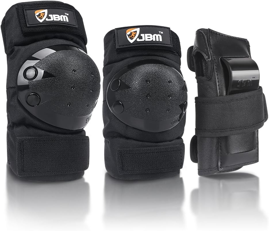 JBM Adult/Child Knee Pads Elbow Pads Wrist Guards 3 in 1 Protective Gear Set for Multi Sports Skateboarding Inline Roller Skating Cycling Biking BMX Bicycle Scooter