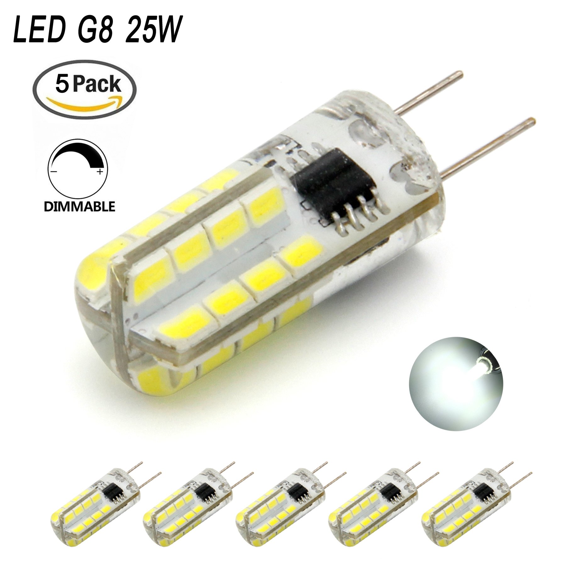McDen G8 GY8.6 BiPin Dimmable 3W LED Bulbs(Replace 25W Halogen Lamps