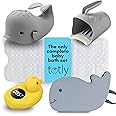 totly 5pcs Baby Bath Essentials Set - Complete Bathtime Kit with Rinse Cup, Spout Cover, Kneeler, Thermometer & Non-Slip Mat for Newborn