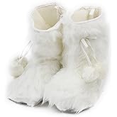 Amzhom Furry Plush Slipper Booties for Women Warm Fur House Slippers with Anti-slip Sole Home Bedroom Indoor House Boots