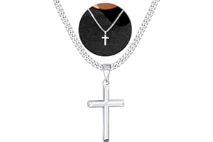 WEDDINEN 316L Stainless Steel Cross Chain Necklace for Men Boys, Silver Gold Black Mens Boys Chain Necklaces 5mm Sturdy Cuban