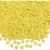 5000pcs Yellow Clay Beads Polymer Clay Heishi Flat Round Spacer Beads for Bracelets Earring Necklace Making DIY Handmade Craft, 6mm