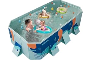 Houtclort Foldable Pool, Non-Inflatable Kids' and Adults' Outdoor Swimming Pool, Hard Plastic Shell Portable Pool, Kid Pool f