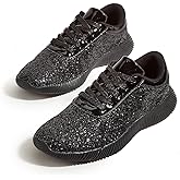 BELOS Women's Glitter Shoes Sparkly Lightweight Metallic Sequins Tennis Shoes Casual Retro Braided Walking Shoes