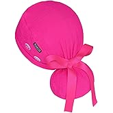 Ponytail Scrub Cap for Women – Solid Hot Pink Surgical Cap with Buttons, Cotton Ponytail Scrub Caps, Adjustable Surgical Hat for Women to Secure Long Hair