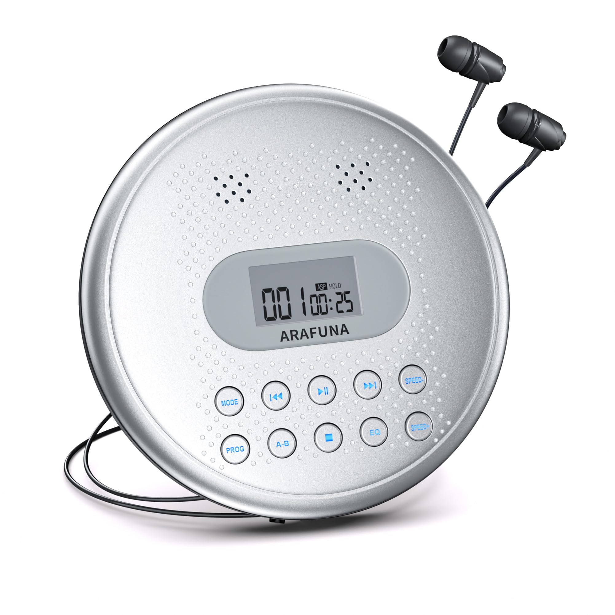 CDプレーヤー スピーカー内蔵 Arafuna 1400mAh充電池 音飛び防止 再生スピード調整 ABリピート機能 レジューム機能 32GB MicroSDカードサポート語学学習 音楽再生 出産前教育 日本語取扱書付き商品画像