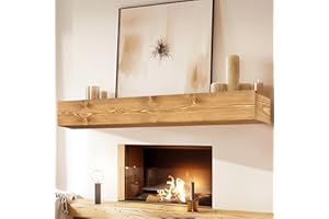YLYHSST Fireplace Mantel Handmade, 6'' Thick Wall Decor Long Floating Shelf, 72inch Rustic Wood Shelf with Invisible Brackets, Wood Color