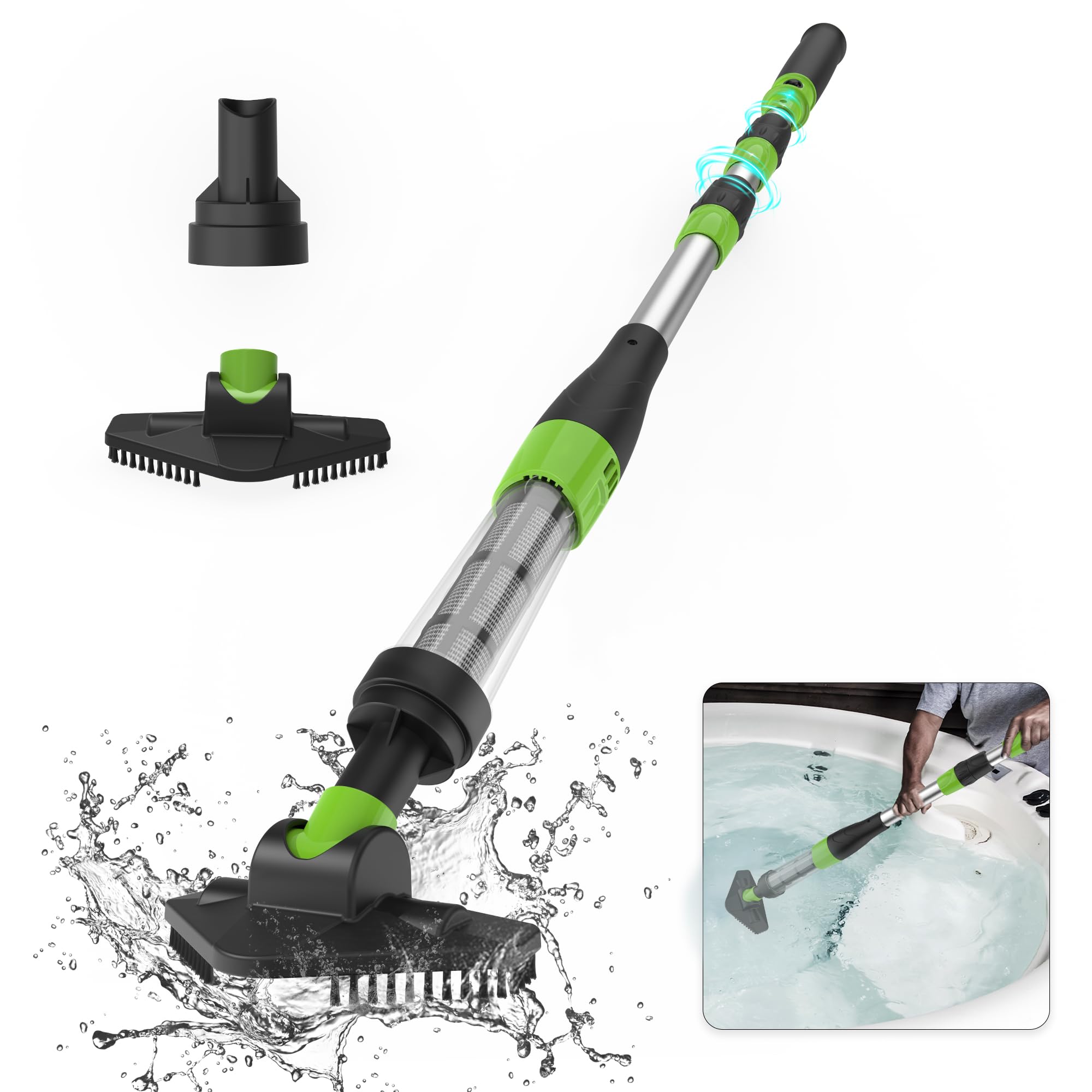 Photo 1 of (UNTESTED) Cordless Rechargeable Pool Vacuum, Spa Hot Tub Vacuum, Handheld Rechargeable Pool Cleaner, Running Time 90 Mins Suitable for Spas, Hot Tubs and Small Pools for Sand and Debris, Black