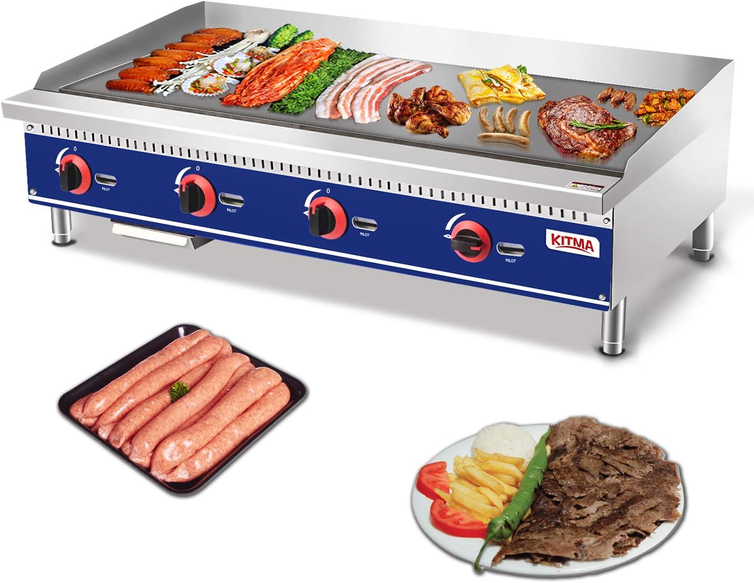 120000 BTU Restaurant Equipment Stainless Steel Grill BBQ Plate KITMA