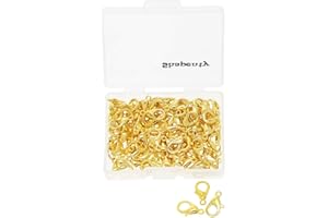 Shapenty Small Metal Alloy Lobster Claw Clasps Clip DIY Necklace Jewelry Finding Making Accessories Fastener Hook, 12mmx6mm, 100PCS (Gold)