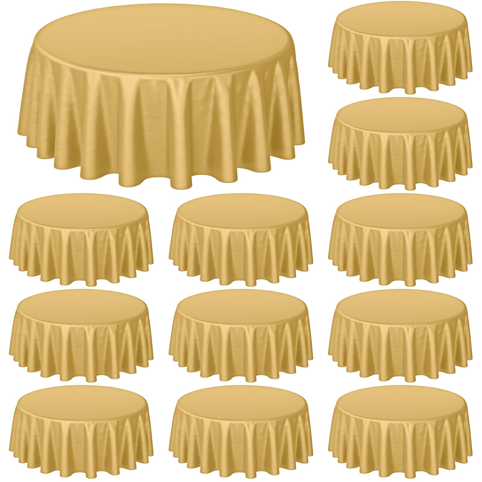 Photo 1 of *Missing Parts - Check clerk notes*
Buryeah 12 Pcs 84 Inch Gold Round Plastic Disposable Table Cloth Waterproof Tablecloth Circle Table Covers for Bridal Wedding Birthday Party Gender Reveal Baby Shower