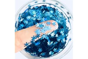 JHERE Snowflake Confetti Glitter Laser Sequins for DIY Crafts, Nail Art Decoration, Party Decoration - 6mm, 10g (Sea Blue)