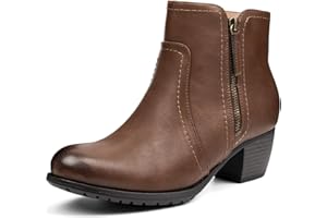 VJH confort Women's Ankle Boots,Lace-up Round Toe Comfortable Low Heel Dress Booties with Side Zipper