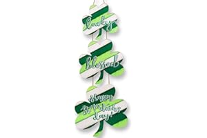 AKEROCK St Patricks Day Decorations, Wooden Shamrock Door Sign for St Patricks Day Decor, St Patricks Day Door Decorations for the Home, Saint Patricks Day Decorations