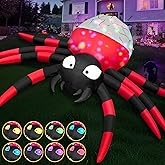 ININ 12FT Giant Halloween Inflatable Spider Decorations Outdoor,Halloween Blow Up Yard Decorations Built-in 8 Rotating LED Lights,Halloween Party Decor,for Garden/Lawn.