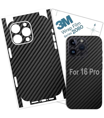 Skin Protettiva Per IPhone 16 Pro | Full Coverage Carbon Black | Pellicola 3M Anti-Bolle | Protezione 360°