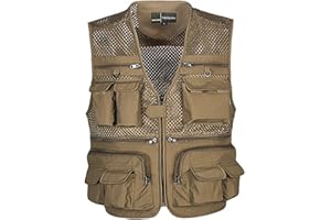 Ziker Men's Mesh Breathable Openwork Camouflage Journalist Photographer Fishing Vest Waistcoat Jacket Coat