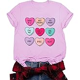 OCURHU Anti Valentines Shirt Funny Sarcastic Candy Conversation Heart Graphic Tee Tops
