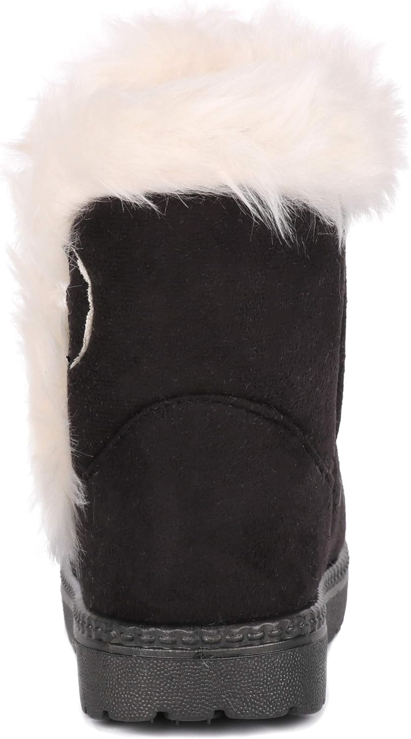 Moceen Toddler Boys Snow Boots Girls Warm Faux-Fur Lightweight Outdoor Button Winter Boot,Black,8204 CN20