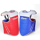 HXRROO Martial Arts Chest Guard, Red and Blue Reversible, Protective Training Equipment