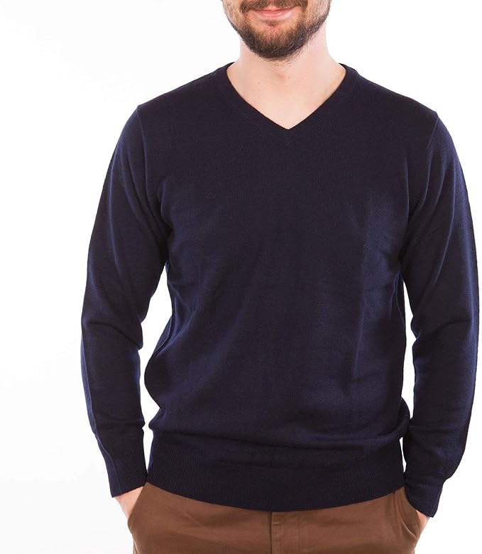 Edinburgh Merino Wool Men's Plain VNeck Jumper Amazon.co.uk Clothing