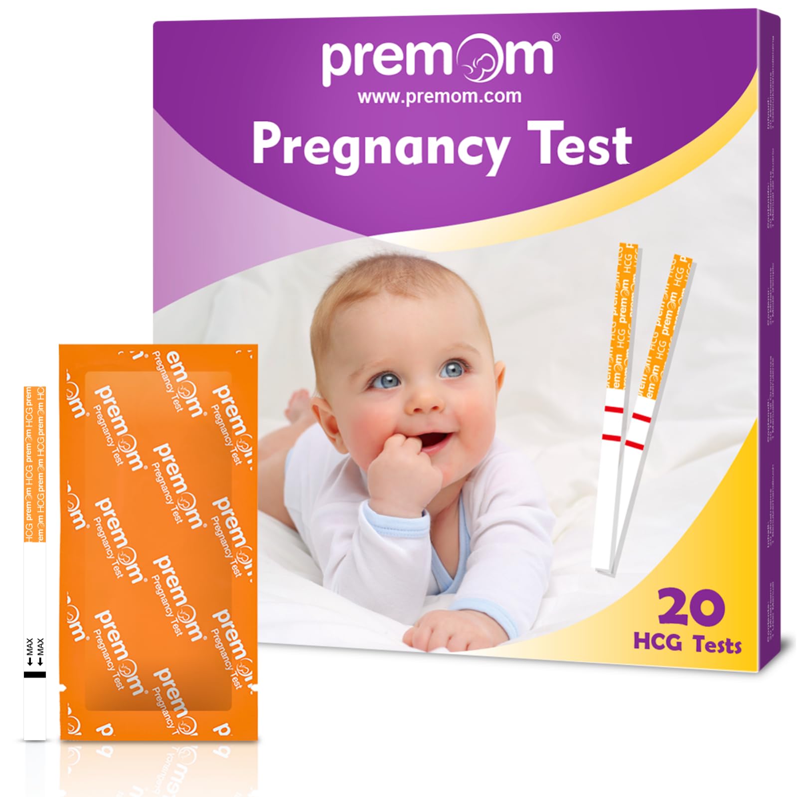 Premom Early Detection Pregnancy Test: 20 Pregnancy Test Strips 10mIU/ml Sensitive Ultra Early Home Fertility Test, Powered by Premom Ovulation Predictor