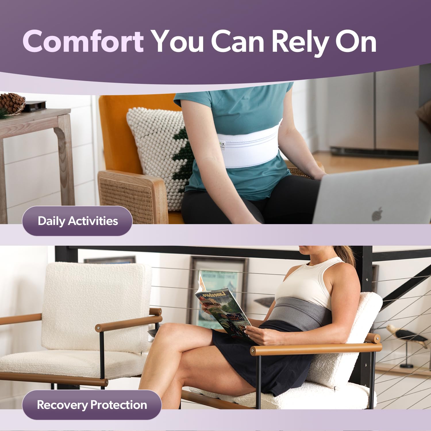 BraceAbility Broken Rib Brace for Women and Men - Rib Protector Compression Wrap, Chest Support Belt for Bruised, Fractured, Dislocated Ribs, Costochondritis Relief, Sternum Brace (Female - White)