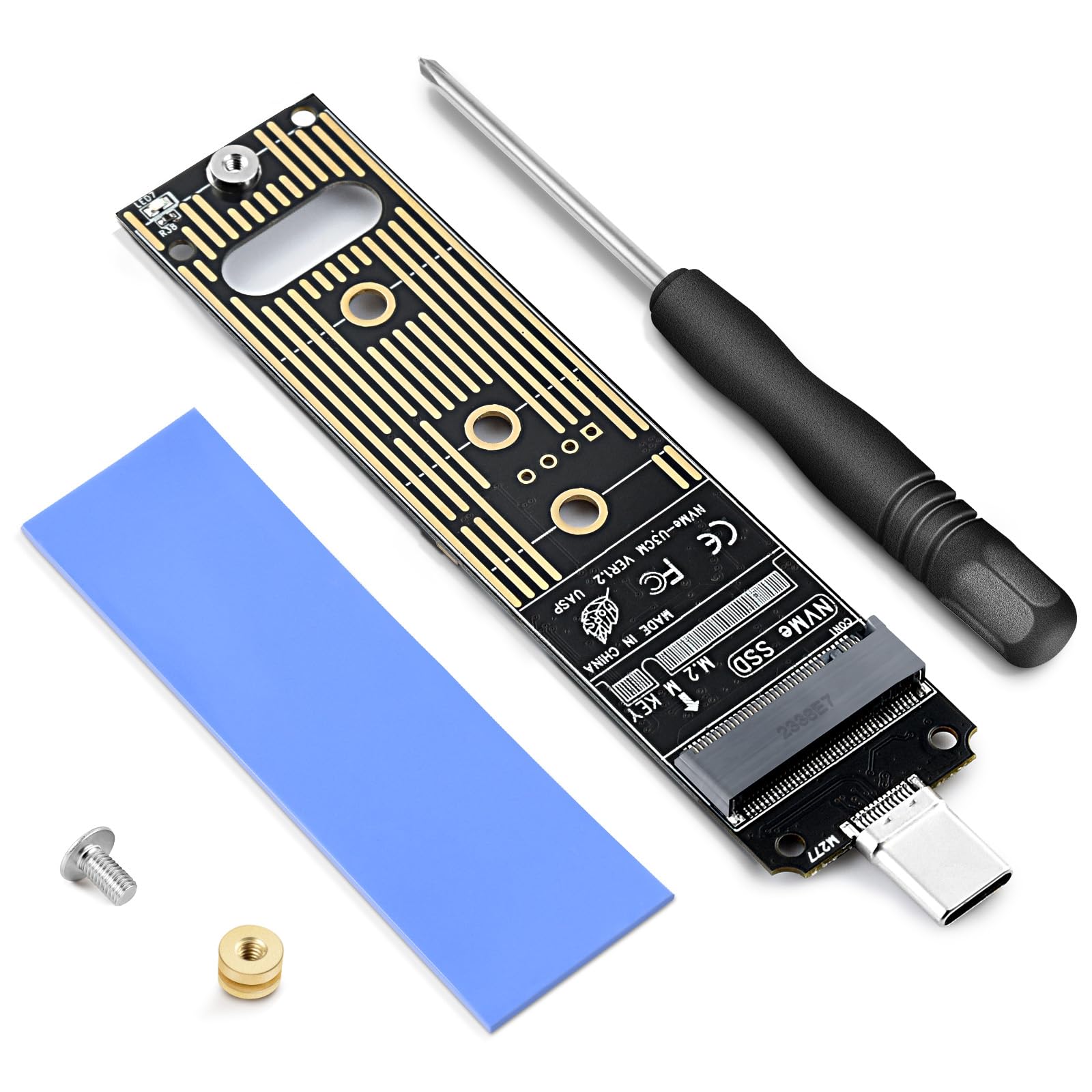 ELUTENG NVME SSD to USB Adapter USB 3.1 Gen 2 to M.2 NVME SSD Converter Adapter 10 Gbps PCIe Based M Key Hard Drive Reader Support UASP for 2280 2260 2242 2230 SSD (Only for M.2 NVME)