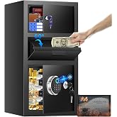 5.8 Cuft Biometric Depository Drop Safe for Business, Heavy Duty Safe Box | with Quick Place Drop Slot, Fingerprint Digital Keypad and Spare Key, Drop Safes for Business Retail Mail Church